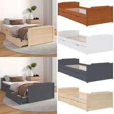 Massivholzbett Schubladen