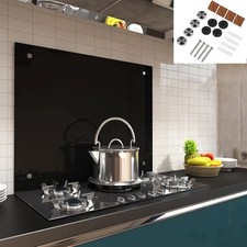 B Ware / 120x50 Glas Küchenrückwand Spritzschutz Schwarz Fliesenspiegel Küche 2