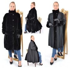 A4038 SEIDEN SAMT WIESEL MANTEL WENDEJACKE PELZMANTEL  - REVOMABLE WEASEL FUR