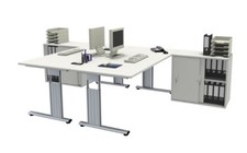 Doppelarbeitsplatz Weiß mit Schränken Doppelschreibtisch 2er Schreibtisch Büro