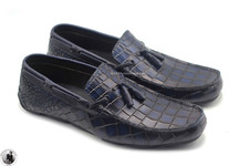 Herrenschuhe Handgefertigt Schwarz Leder Slipper Leder Quaste Halbschuh Freizeitkleidung