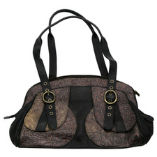 Navyboot Damen Leder Handtasche Tasche – Made in Italy - Schwarz Braun