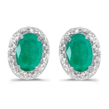 LXR 14k Weißgold Oval Smaragd