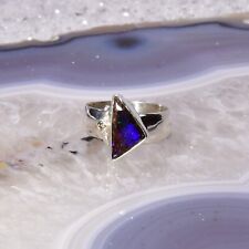 Boulder Opal Ring, 925er Silber, Edelsteinring (23515), Schwarz Opal, mit Brilla