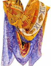 Hermes Paris 140 Schal Tuch Chiffon Mousseline Shawl Carre Pareo GLORIA SOLI Box