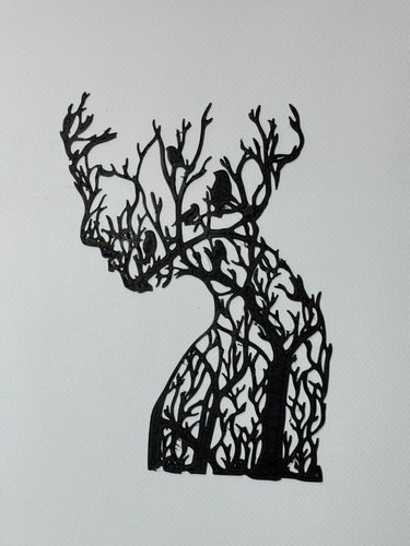 Frau baum vogel wanddekoration - baum,