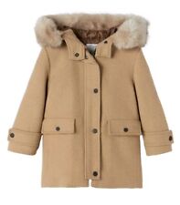 ZARA Kinder Dufflecoat Mantel Jacke Gr. 164 Grau ~ Beige Kunstfell Kapuz wie NEU