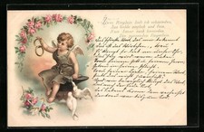 Künstler-AK Amor hat Ringe geschmiedet, Tauben 