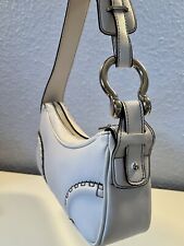 Ausgefallene Schulter Handtasche Saddle Bag weiß mit markanten Designer Details