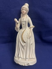 Vintage Porzellan Figur Rokoko Dame mit Fächer golderhöht H 20,5 cm