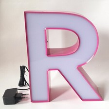 Leuchtbuchstabe "R" 27 cm pink mit LED + Netzteil betriebsbereit rosa magenta