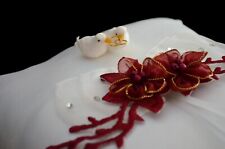 Ringkissen ivory WAHL bordeaux Tauben zu Brautkleid Standesamtkleid Eheringe neu