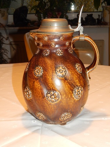 Jugendstil krug mit zinndeckel - krug,