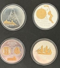 4 seltene Deutschland 10 Euro 2008-2009  Silber PP mit Gold 0,999 