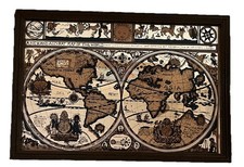 Vintage Spiegelbild Spiegelbild Weltkarte 1970er, sehr guter Originalzustand