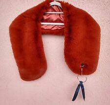 Pelzkragen Set/2 St./Kragen/Kunstfell/Fell/Flauschig/Rostrot/Brosche/Weiß/Grau