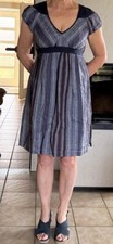 Leinenkleid, Country style, 34, Blau gestreift