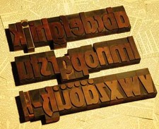 a-z Holzbuchstaben Plakatlettern Buchstaben 72 mm wood type Alphabet ABC Vintage