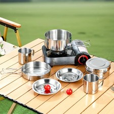 Edelstahl-Utensilien-Set für Camping, leichtes, tragbares, kompaktes