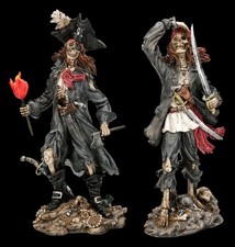 Skelettfiguren Piraten 2er Set - Grimhook und Deadbeard - Halloween Deko - H24,5