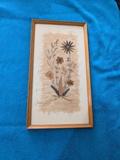 Wunderschönes Bild mit echten gepressten Blumen & Gräsern | Vintage Handarbeit