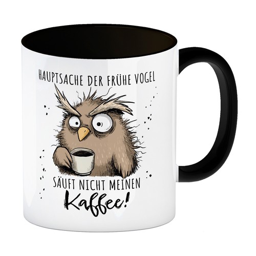 Eule kaffeebecher schwarz - kaffeebecher,