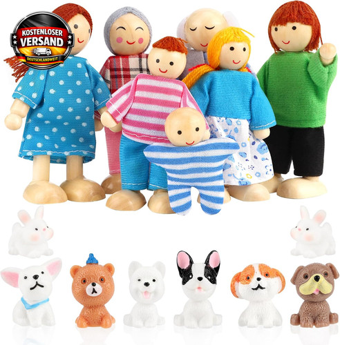 Holz puppenhaus figuren - figuren, set