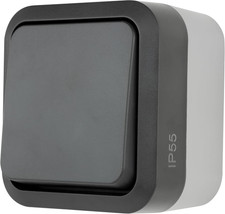 Feuchtraum Taster Lichtschalter IP55 einpolig Unterputz 230V 10A anthrazit