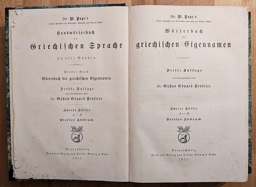 Pape handwörterbuch der - w.,