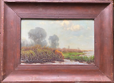 ::ÖLGEMÄLDE SIGN. R.BÄUERLE "AN DER OBEREN DONAU" FLUßLAUF IDURCH LANDSCHAFT