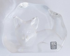 Glasblock Fuchs Polarfuchs Welpe Mats Jonasson Schweden signiert 11x8,5x3cm