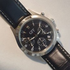 Herrenuhr GFF Chronograph Vintage Zifferblatt 1 1/2 Zoll Gehäuse Stahl Mineral