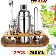 12-teiliges Profi Bar Cocktail Shaker Set Edelstahl Mixer Zubehör Barkeeper Kit