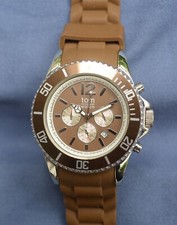 tom Watch Armbanduhr  Quartz Herren Uhr Chronograph Kunststoff Armband braun Top