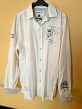 Edles weißes Camp David Hemd in Gr. XL Langarmhemd Muscle  Fit mit Silberschrift