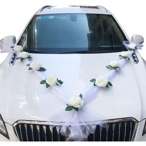 Hochzeitsauto dekoration weiß - hochzeitsauto,