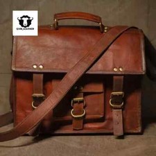 18 Zoll Leder Herren Messenger Laptop Aktentasche Umhängetasche Vintage beste...
