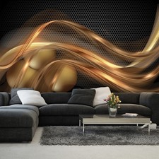 VLIES Fototapete Tapete Poster Foto Bild Tapeten GOLD ORNAMENT WELLE 3FX2316VE