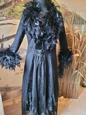 Gothic Halloween 🎃  Hexe Kostüm 3 teilig Federn schwarz Gr.38-42