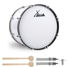 Marsch Pauke Bass Trommel Marching Drum Große Trommel weiß 22" x 12" Stadion Fan
