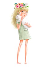 süßes Cartoon-Mädchen mit Hasen (119911808)