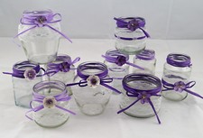 10 x Windlicht Vase Hochzeit Tischdeko Spitze Taufe Vintage TD0079 flieder