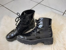 S.Oliver Damen Schuhe Stiefel Boots Gr.40 schwarz Lackoptik vegan Schnüre Herbst