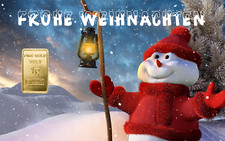 1,0 Gramm Feingold Motiv-Karte "Schneemann" Goldbarren Gold 999,9 Barren