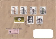 Wertbrief BRD 1983 mit 8 Sondermarken – DM 500 – hohe Frankatur – Olpe gestempel