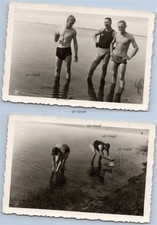 2x Wehrmacht Soldaten baden im See in Ostpreussen - WK2 Foto 9x6cm