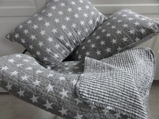 Ib Laursen Shabby Chic Dekoration Quilt Tagesdecke Sterne Kissen HINWEIS grau