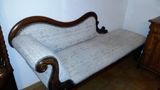 Recamiere Chaiselongue,0riginal,um 1840,Mahagoni,Messingräder,gebraucht