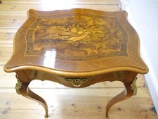 Dresdner Barock Nähtisch Tisch Nussbaum mit Intarsien Arbeiten um 1870 Signatur 