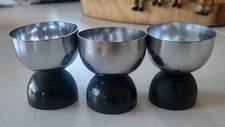 Vintage Nachkriegszeit 3er Set Eierbecher Holz/Weißblech?